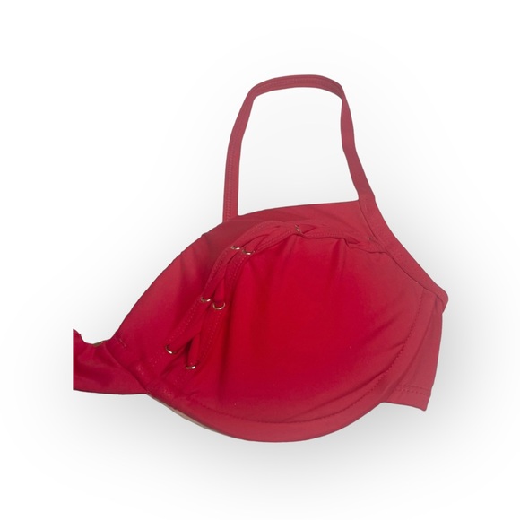 La Blanca ᯾ Whipstich Grommet Detailed Underwire Cup Bikini Top ᯾ Red ᯾ Large - Picture 4 of 16